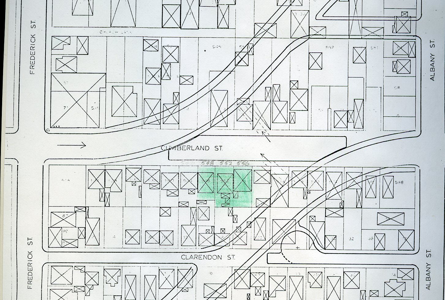 Map of proposed realignment of Castle and Cumberland Streets (1973)
